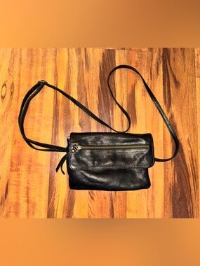 Day & Mood Black Leather Crossbody Bag